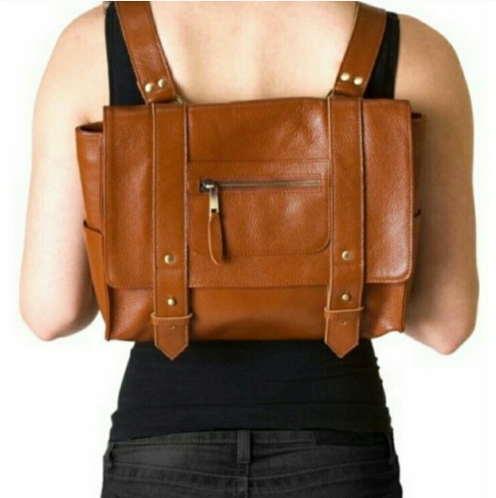 Leather Black Convertible Backpack/Purse